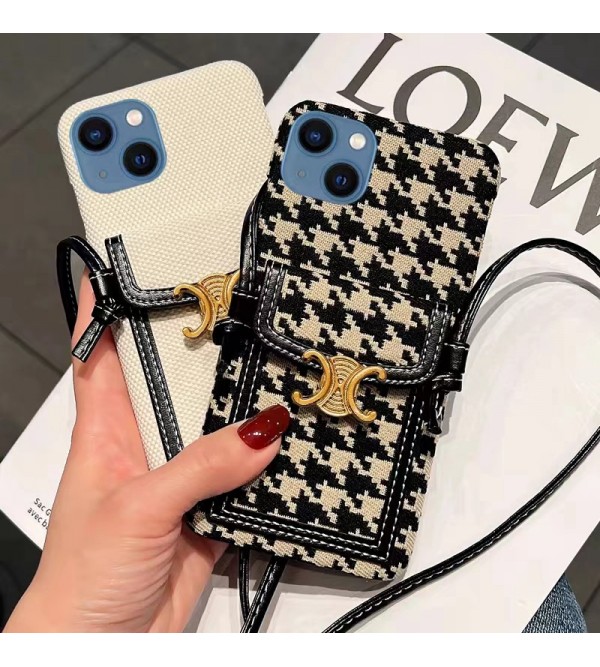 Celine ハイブランド セリーヌ galaxy s23/s23 plus/s23 ultraケース レザー ストラップ バング風 カード入れ iphone14/14 pro/14 pro max/14 plusカバー モノグラム アイフォン14プロ マックス/14プロ/14/13/12/11スマホケース ファッション メンズ レディース
