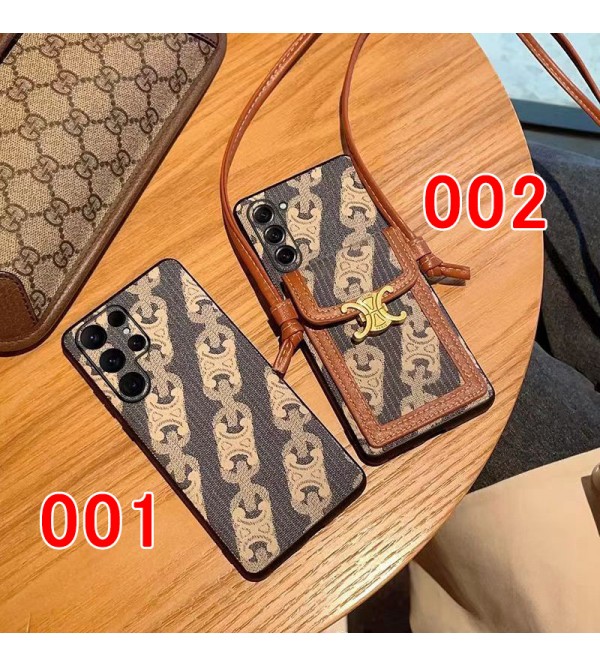 Celine セリーヌ ブランド galaxy s23/s23+/s23 plus/s23 ultra/a54 5gケース カード入れ モノグラム柄 レザー ストラップ バング風 ジャケット型 ギャラクシーS23/S23プラス/S23ウルトラ/A54 5G/S22/S21/S20/NOTE20カバー ファッション メンズ レディース