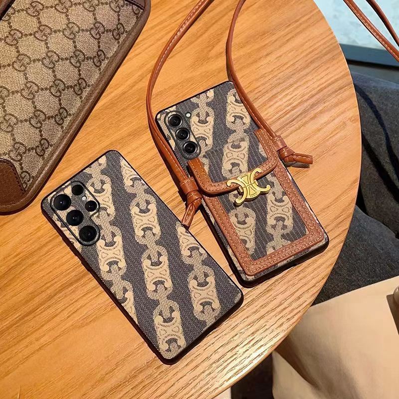 Celine セリーヌ ブランド galaxy s23/s23+/s23 plus/s23 ultra/a54 5gケース カード入れ モノグラム柄 レザー ストラップ バング風 ジャケット型 ギャラクシーS23/S23プラス/S23ウルトラ/A54 5G/S22/S21/S20/NOTE20カバー ファッション メンズ レディース