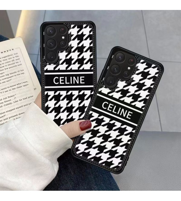 CELINE ブランド セリーヌ iPhone14/14 Pro/14 Pro Max/14 Plusケース かわいい モノグラム 黒白色 Galaxy S23/S23 Plus/S23 Ultra/Note20/S22/S21/S20ケース ジャケット型 アイフォン14プラス/14プロ マックス/14プロ/14/13/12/11カバー ファッション メンズ レディース