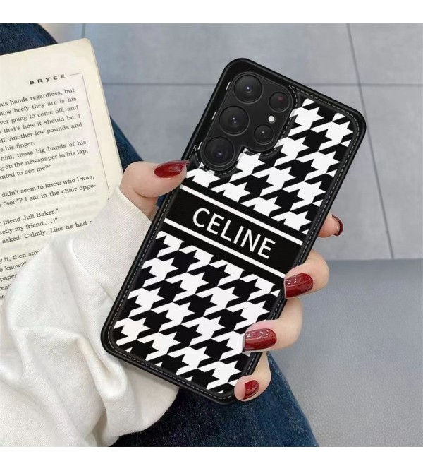 CELINE ブランド セリーヌ iPhone14/14 Pro/14 Pro Max/14 Plusケース かわいい モノグラム 黒白色 Galaxy S23/S23 Plus/S23 Ultra/Note20/S22/S21/S20ケース ジャケット型 アイフォン14プラス/14プロ マックス/14プロ/14/13/12/11カバー ファッション メンズ レディース