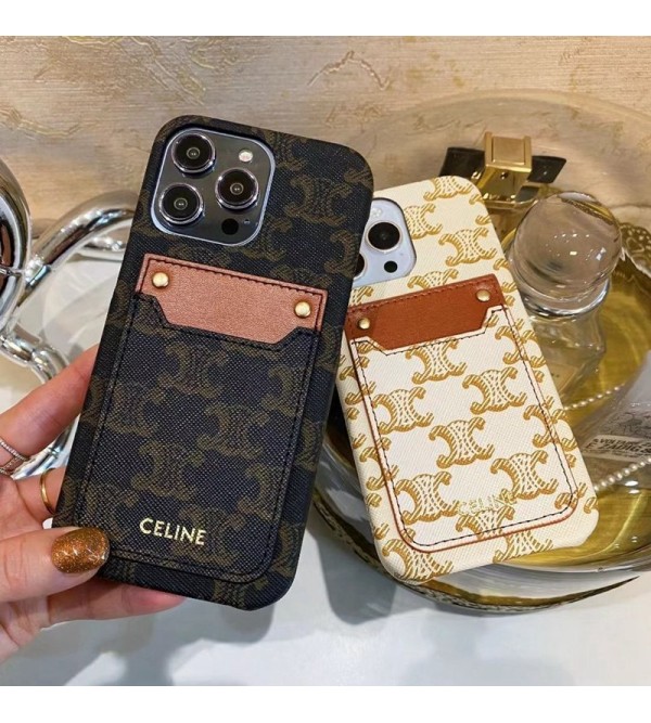 CELINE セリーヌ 男女兼用 人気 ブランド iphone15 14 13 12 proケース  手帳型 ストラップ付き モノグラム iphone 15 14 plusケース 個性ブランド アイフォン15 8/7 plus se3 2 14 plus ケース 韓国風