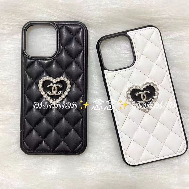 CHANEL シャネル ハイブランド Iphone 14 Pro/14Pro Max/14ケース かわいい ステッチ ハード柄 レザー きらきら ジャケット型 安い アイフォン14/13/12/11/x/xs/xr/8+/7+カバー セレブ愛用 黒白色 レディース