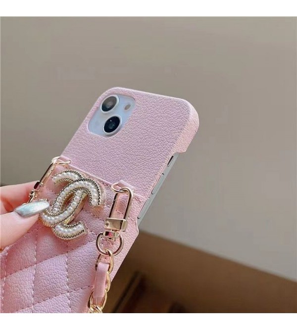 Chanel シャネルiphone 14 pro maxケース 激安 レザー カード ストランプ 女性向け バッグ iphone14pro max 13 12 11ケース バッグ型