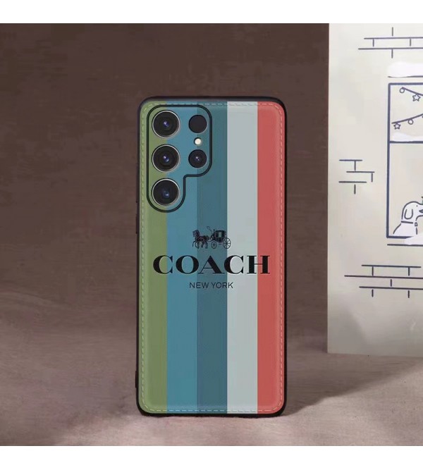 COACH ブランド コーチ galaxy s23/s23+/s23 plus/s23 ultraケース モノグラム 虹 馬車柄 カラー色 ジャケット型 iphone14Pro max/14Pro/14plus/14カバー 個性 ハイブランド アイフォン14プロ マックス/14プロ/14スマホケース メンズ レディース