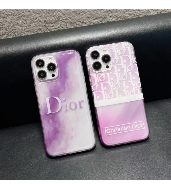 Dior ディオール ハイブランド iphone 14/14 pro/14 pro maxケース モノグラム クリアケース パープル色 キラキラ アイフォン14/13/12/11カバー コピー メンズ レディーズ