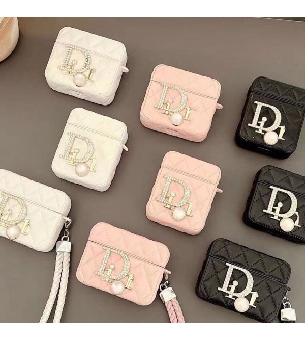 DIOR ディオール ブランド airpods pro 2/3/pro/2/1ケース オシャレ バッグ型 レザー製 チェーン付き エアーポッズ プロ2/3/2/1カバー ファッション メンズ レディース