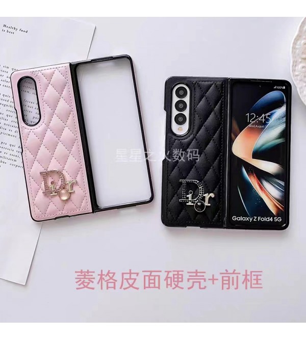 DIOR ブランド ディオール Galaxy Z Fold 4 5G/Fold 3ケース 折り畳み式 レザー キラキラ モノグラム 激安 ギャラクシーz fold4/fold3/fold2/foldカバー 大人気 メンズ レディース