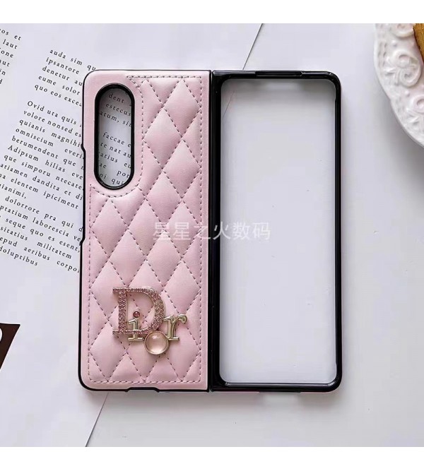 DIOR ブランド ディオール Galaxy Z Fold 4 5G/Fold 3ケース 折り畳み式 レザー キラキラ モノグラム 激安 ギャラクシーz fold4/fold3/fold2/foldカバー 大人気 メンズ レディース