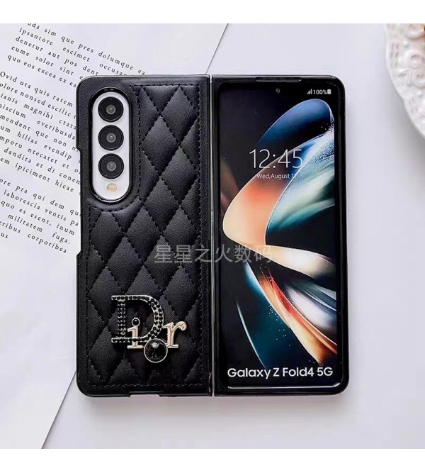 DIOR ブランド ディオール Galaxy Z Fold 4 5G/Fold 3ケース 折り畳み式 レザー キラキラ モノグラム 激安 ギャラクシーz fold4/fold3/fold2/foldカバー 大人気 メンズ レディース