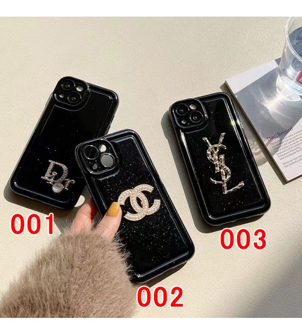 Chanel シャネル Dior ディオール YSL イブ.サンローラン ブランド iPhone 14/14 Pro/14 Pro Maxケース キラキラ モノグラム 黒色 ソフト ジャケット型 かわいい アイフォン14プロ マックス/14プロ/14/13/12/11/X/XS/XR/8+/7+カバー ファッション メンズ レディース