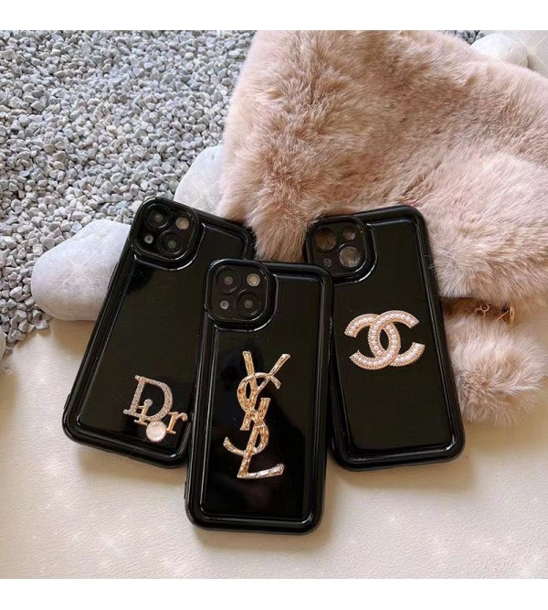 Chanel シャネル Dior ディオール YSL イブ.サンローラン ブランド iPhone 14/14 Pro/14 Pro Maxケース キラキラ モノグラム 黒色 ソフト ジャケット型 かわいい アイフォン14プロ マックス/14プロ/14/13/12/11/X/XS/XR/8+/7+カバー ファッション メンズ レディース