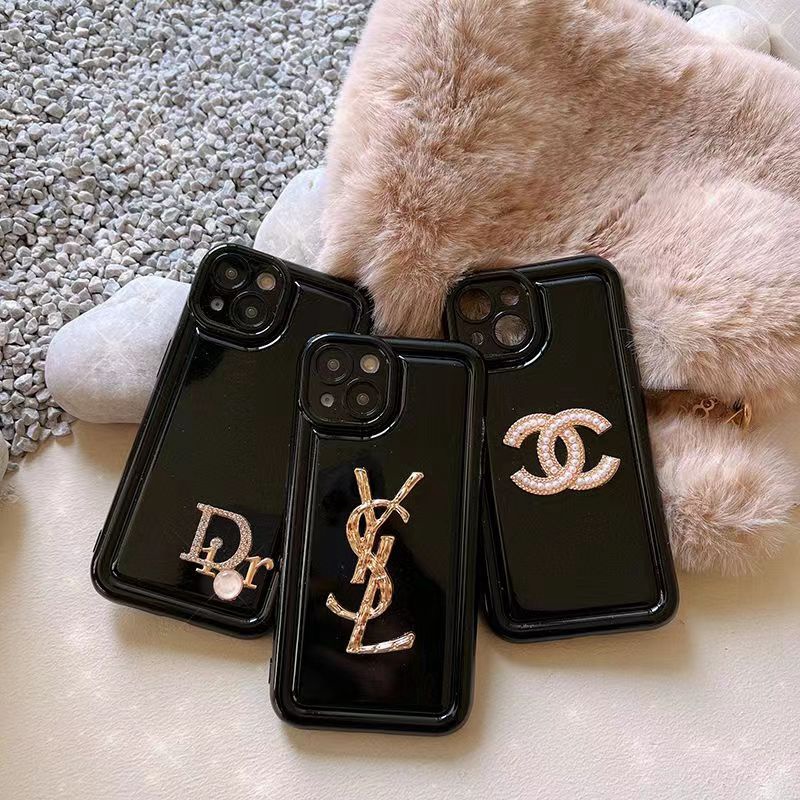 Chanel シャネル Dior ディオール YSL イブ.サンローラン ブランド iPhone 14/14 Pro/14 Pro Maxケース キラキラ モノグラム 黒色 ソフト ジャケット型 かわいい アイフォン14プロ マックス/14プロ/14/13/12/11/X/XS/XR/8+/7+カバー ファッション メンズ レディース