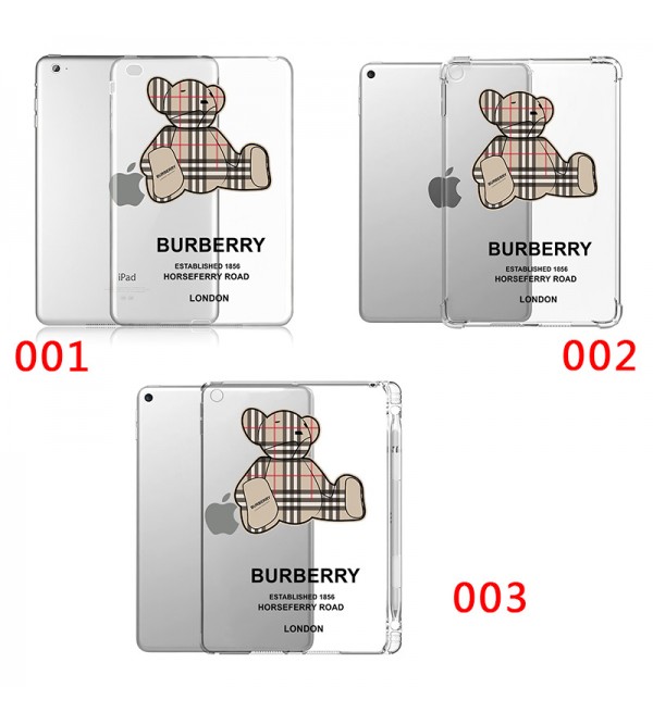 BURBERRY ブランド ipad air 5/4/mini 6/9/pro 2021ケース バーバリー クリア 熊柄 ペンスロット付  シリコン製 全機種対応 モノグラム ジャケット型 アイパッド エアー5/ミニ 6/9/プロ2021カバー 12.9/11/10.9インチ メンズ レディース