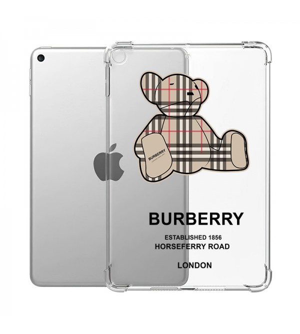 BURBERRY ブランド ipad air 5/4/mini 6/9/pro 2021ケース バーバリー クリア 熊柄 ペンスロット付  シリコン製 全機種対応 モノグラム ジャケット型 アイパッド エアー5/ミニ 6/9/プロ2021カバー 12.9/11/10.9インチ メンズ レディース