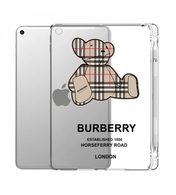 BURBERRY ブランド ipad air 5/4/mini 6/9/pro 2021ケース バーバリー クリア 熊柄 ペンスロット付  シリコン製 全機種対応 モノグラム ジャケット型 アイパッド エアー5/ミニ 6/9/プロ2021カバー 12.9/11/10.9インチ メンズ レディース