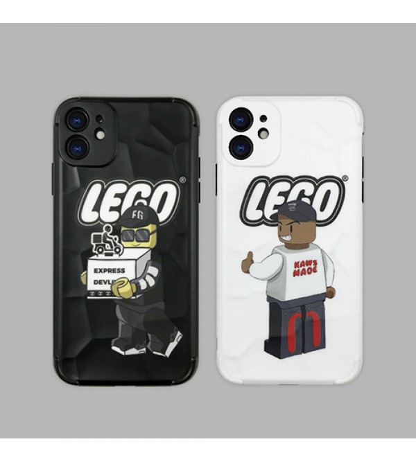 LEGO カウズ/KAWS ブランド iphone13/13 mini/13 pro/13pro maxケース モノグラム シリコン 流行りおもちゃ 人気 ジャケット型 アイフォン13/12/11/x/8/7カバー 黒白色 メンズ レディース