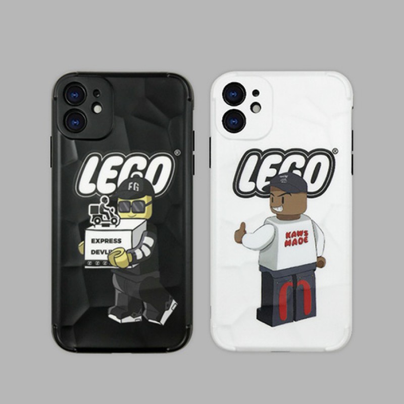 LEGO カウズ/KAWS ブランド iphone13/13 mini/13 pro/13pro maxケース モノグラム シリコン 流行りおもちゃ 人気 ジャケット型 アイフォン13/12/11/x/8/7カバー 黒白色 メンズ レディース