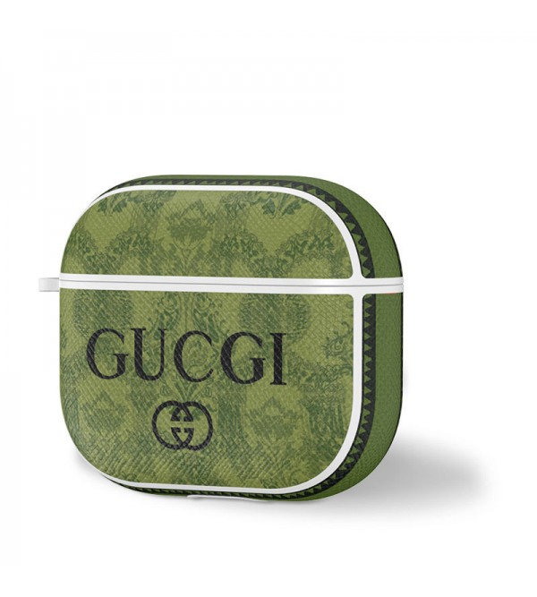 Gucci ブランド グッチ Airpods 3/2/1/proケース レザー製 モノグラム柄 カラビナ付き 人気 エアーポッズプロ/3カバー 紛失防止 第1/2/3世代 保護性 携帯便利 メンズ レディーズ