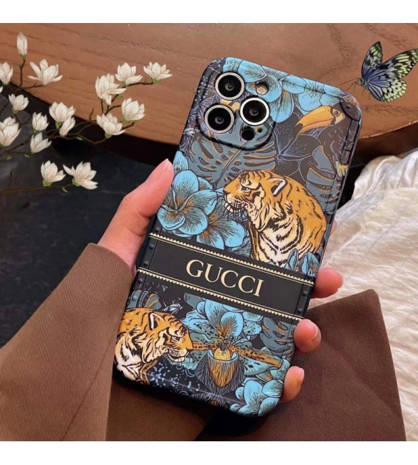 GUCCI ブランド iphone 13/13 pro/13 pro maxケース グッチ 虎  ジャケット型 シンプル 植物  モノグラム アイフォン13/12/11/x/xs/xrケース 男女兼用