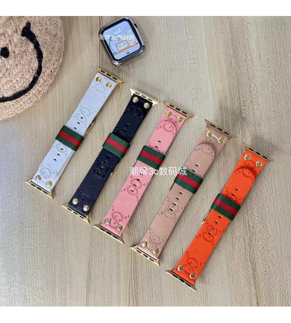 Gucci グッチ ハイブランド アップル ウォッチ8/7/6/5/4/SE2/ULTRAバンド お洒落 モノグラム柄 レザー GG 腕時計 Apple Watch 7/6/5/4/se/3/2/1ベルト 腕時計 ストラップ レザー  大人気 メンズ レディース