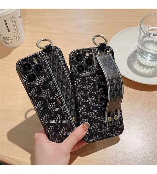 Goyard ゴヤール ハイブランド iphone14/14 pro/14 pro maxケース モノグラム Y柄 ハンドバンド付 ジャケット型 リング付き アイフォン14/13/12/11カバー 経典 ファッション メンズ レディース