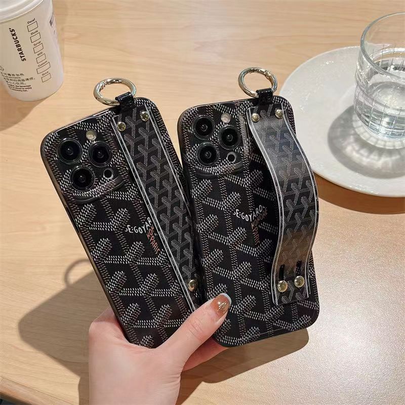 Goyard ゴヤール ハイブランド iphone14/14 pro/14 pro maxケース モノグラム Y柄 ハンドバンド付 ジャケット型 リング付き アイフォン14/13/12/11カバー 経典 ファッション メンズ レディース