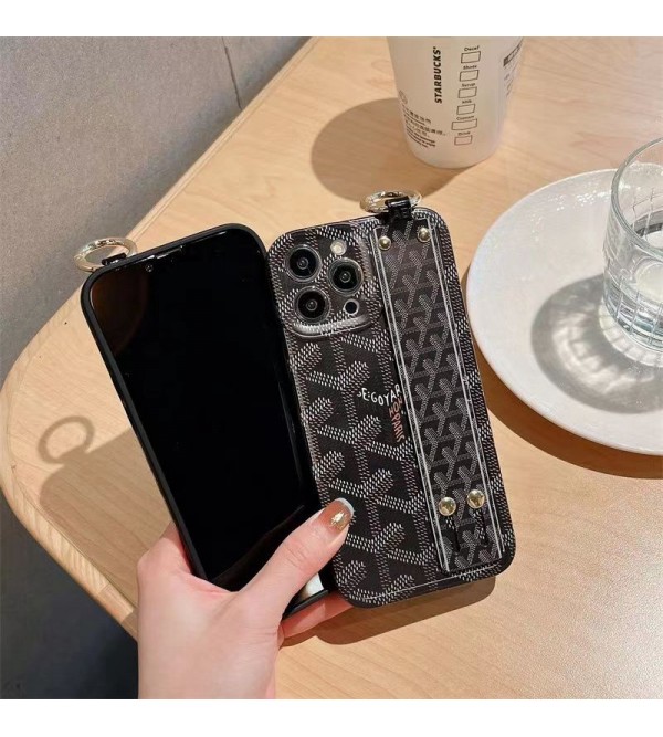 Goyard ゴヤール ハイブランド iphone14/14 pro/14 pro maxケース モノグラム Y柄 ハンドバンド付 ジャケット型 リング付き アイフォン14/13/12/11カバー 経典 ファッション メンズ レディース