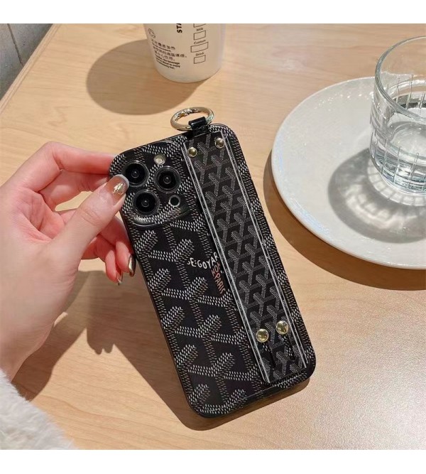 Goyard ゴヤール ハイブランド iphone14/14 pro/14 pro maxケース モノグラム Y柄 ハンドバンド付 ジャケット型 リング付き アイフォン14/13/12/11カバー 経典 ファッション メンズ レディース