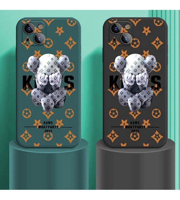 LV/ルイヴィトン カウズ/KAWS: WHAT PARTY コラボ iphone 13/13 pro/13 mini/13 pro maxケース ブランド インスタ風  ジャケット型 モノグラム 熊柄 アイフォン13/12/11/x/8/7/6ケース ファッション セレブ 激安 かわいい メンズ レディーズ