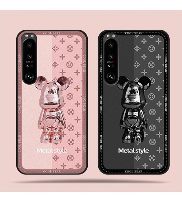 LV ルイヴィトン ブランド xperia 5 iv/1 iv/10 iv/1 iii/5 iii/10 iii/Ace iiiケース 熊柄 可愛い レザー製 エクスペリア1III/5III/10III/ACE3カバー モノグラム ジャケット型 iPhone 14/13 mini/14 pro/14 pro maxスマホケース メンズ レディーズ