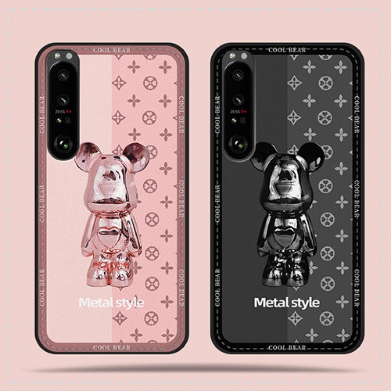 LV ルイヴィトン ブランド xperia 5 iv/1 iv/10 iv/1 iii/5 iii/10 iii/Ace iiiケース 熊柄 可愛い レザー製 エクスペリア1III/5III/10III/ACE3カバー モノグラム ジャケット型 iPhone 14/13 mini/14 pro/14 pro maxスマホケース メンズ レディーズ