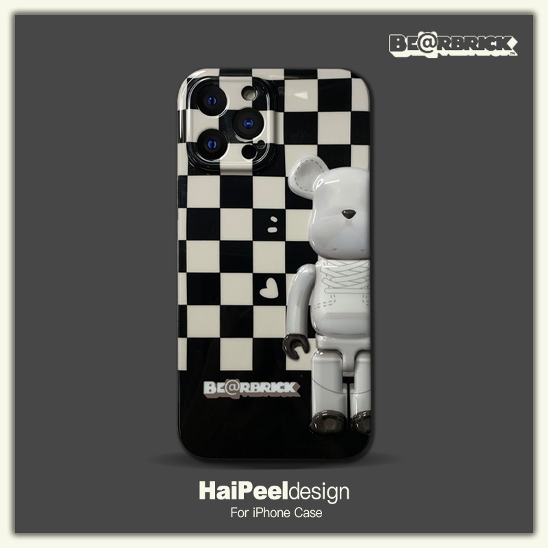 BE@RBRICK/ベアブリック ハイブランド iphone 13/13 pro/13 pro maxケース かわいい 黒白格子 ジャケット型 モノグラム アイフォン13/13 pro/13 pro max/12/11/X/XS/XR/8/7カバー 芸能人愛用 メンズ レディーズ