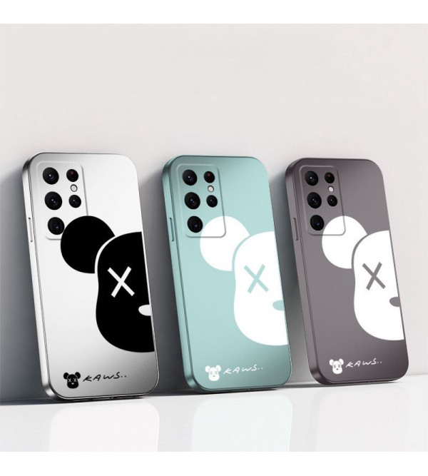 KAWS/カウズ ハイブランド iphone se 第3世代/13/13 pro/13 pro maxケース 個性メッキ 熊柄 Galaxy S22/s22+/s22 ultra/note21/a53カバー 全機種対応  ジャケット型 モノグラム Huawei P50/Mate40 メンズ レディーズ