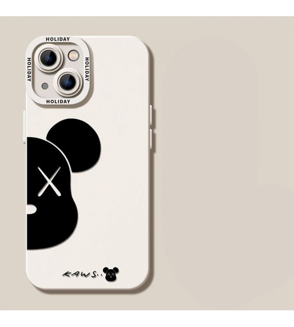 KAWS/カウズ ハイブランド iPhone 14/14 Pro/14 Pro Max/14 Plusケース 熊頭 モノグラム 個性 XX柄 ジャケット型 アイフォン14プロ マックス/14プロ/14プラス/14/13ミニ/12/11/X/XS/XS Maxカバー ファッション メンズ レディース