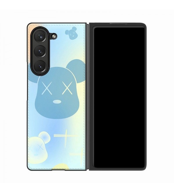 Kaws カウズブランド Galaxy Z Fold 5 4 3 2ケース かわいい折畳み式  ペアお揃い女性向け ファッション セレブ愛用 ギャラクシーZフォールド5 4ケース 折りたたみ 激安