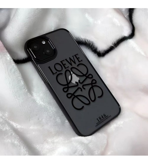 LOEWE ブランド ロエベ iphone 14/14 pro/14 pro maxケース オシャレ クリア モノグラム柄 ジャケット型 黒白色 アイフォン14プロ マックス/14プロ/14/13/12/se3/11/x/xs/xr/8/7カバー 大人気 メンズ レディース