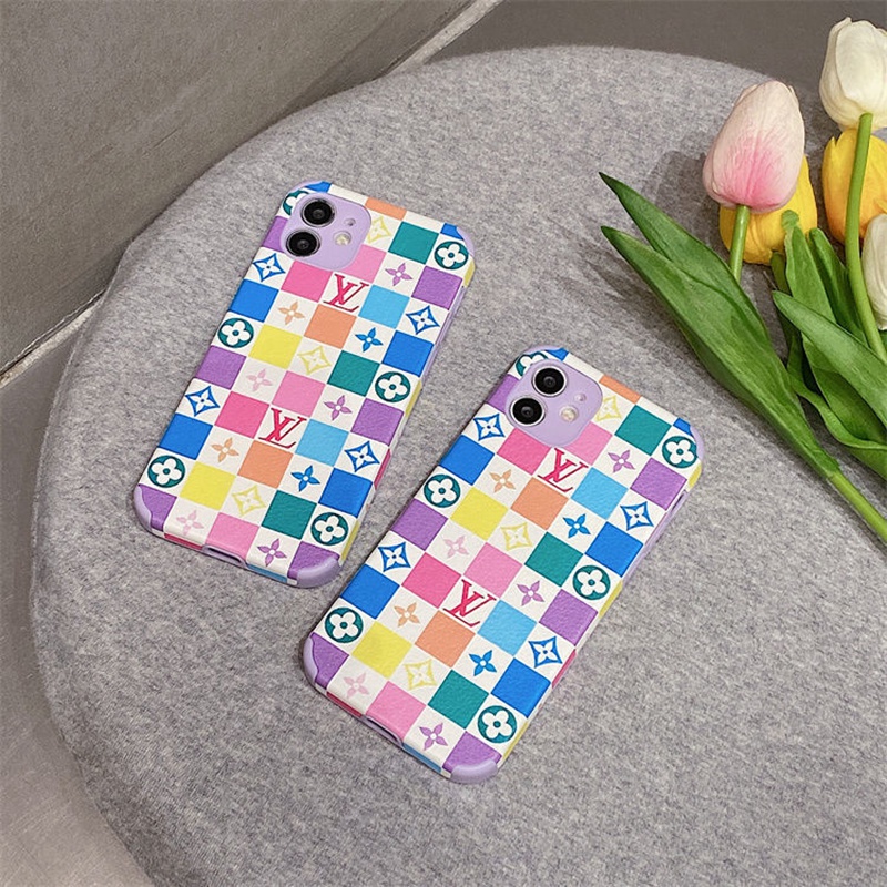 LV/ルイヴィトン ブランド iphone se 第3世代/13/13pro/13pro maxケース かわいい 個性 彩色モノグラム 格子柄 セレブ愛用 激安 アイフォン11/x/8/7スマホケース ファッション 四角保護 メンズ レディース