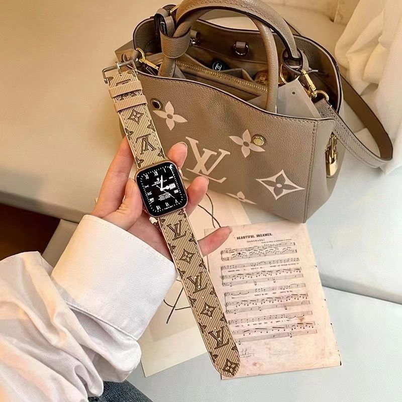 LV ルイヴィトン ハイブランド アップル ウォッチ8/se2/ultra/7ハンド かわいい コーデュロイ風 モノグラム レザー Apple Watch 8/SE2/Ultra/7/6/5/4/3/2/1ベルト 腕時計 ストラップ 大人気 メンズ レディース