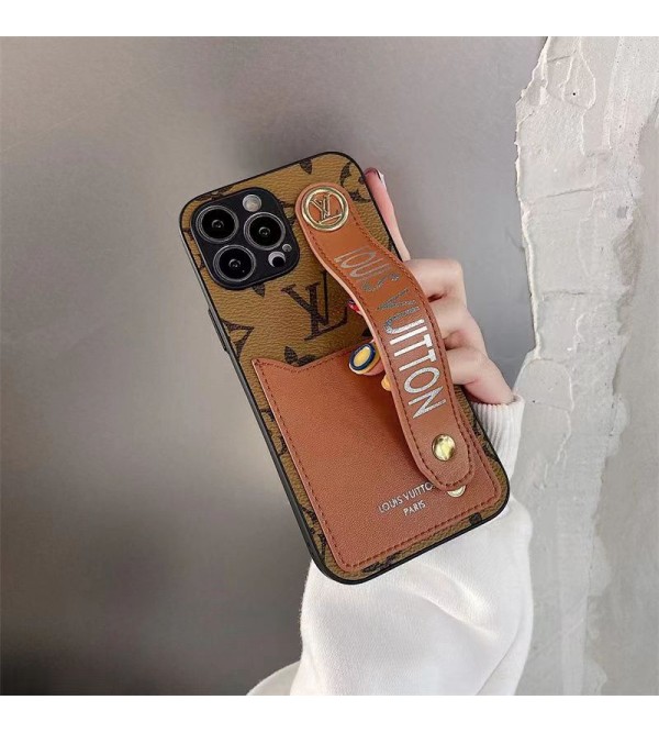 Louis Vuitton ルイヴィトン ブランド iphone 14/14 pro/14 pro maxケース オシャレ ハンドバンド付き カード入れ レザー製 アイフォン14プロマックス/14/13/12/11カバー ファッション メンズ レディース 