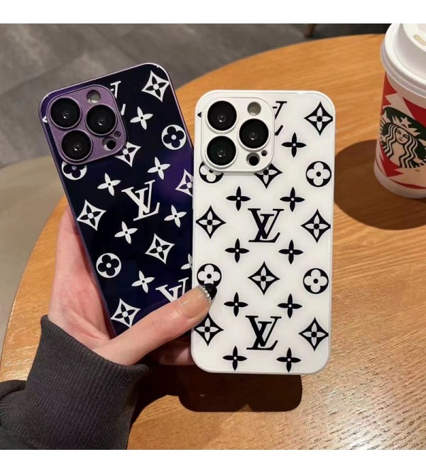 Chanel/シャネル LV/ルイヴィトン ブランド iPhone 14/14 pro/14 pro maxケース 鏡面ガラス型 ジャケット型 黒白色 アイフォン14/14プロ/14プロ マックス/13/12/11カバー モノグラム 耐衝撃 ファッション メンズ レディース