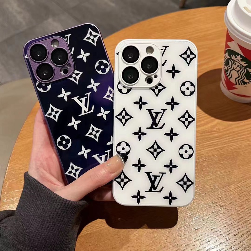 Chanel/シャネル LV/ルイヴィトン ブランド iPhone 14/14 pro/14 pro maxケース 鏡面ガラス型 ジャケット型 黒白色 アイフォン14/14プロ/14プロ マックス/13/12/11カバー モノグラム 耐衝撃 ファッション メンズ レディース