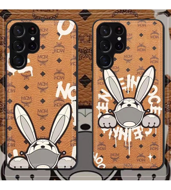 MCM ブランド エムシーエム galaxy s23/s23 plus/s23 ultra/s22/s21/s20/note20ケース かわいい モノグラム 個性 ウサギ柄 iphone14Pro max/14Pro/14plus/14カバー ジャケット型 アイフォン14プロ マックス/14プロ/14/13/12/11/X/XS/XRスマホケース コピー メンズ レディース