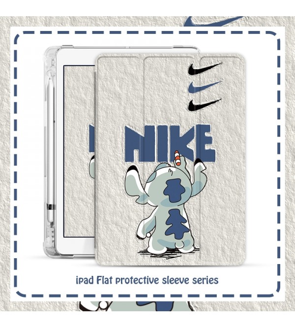 Nike/ナイキ ipad mini 6/9/pro 2020/2021ケース ブランド ステッチ ディズニー 手帳型 アニメ アイポッド ミニ 6/9/2/3/4/5カバー キャラクター 第9/8/7世代  ipad pro 12.9 2021カバー スタンド付き  ipad air4/3/2ケース 人気アニメ メンズ レディース