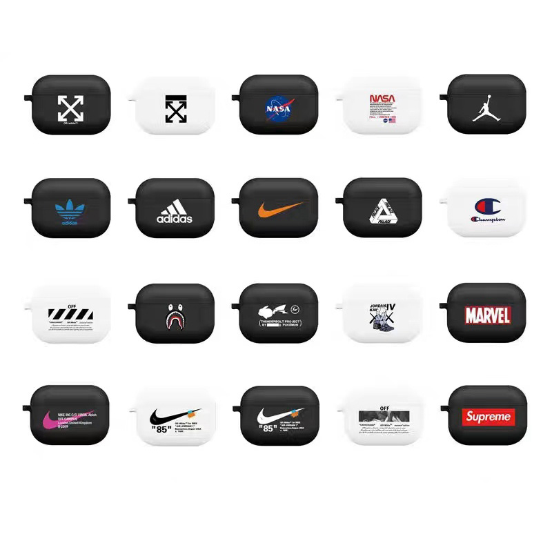 KAWS/カウズ Supreme/シュプリーム ブランド Airpods 3/pro2ケース かわいい 保護 Champion/チャンピオン Aape/エーエイプ Adidas/アディダス Jordan/ジョーダン Off-White/オフホワイト エアーポッズ プロ2/3/2/1ケース ピカチュウ ナイキ/NIKE カラビナ付き NASA MARVEL 第3/2/1世代 落下防止 大人気 メンズ レディース