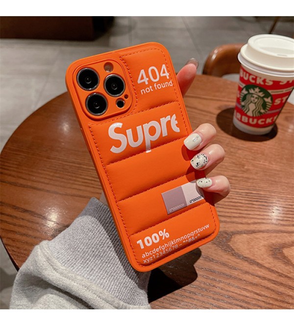 SUPREME シュプリーム ブランド iphone 14/14 pro/14 pro max/14 plusケース ダウンジャケット風 レザー製 芸能人愛用 オリジナル 保護 アイフォン14/13/13プロ/13プロ マックス/12/11カバー メンス レデイース