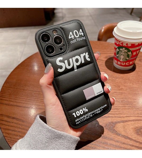 SUPREME シュプリーム ブランド iphone 14/14 pro/14 pro max/14 plusケース ダウンジャケット風 レザー製 芸能人愛用 オリジナル 保護 アイフォン14/13/13プロ/13プロ マックス/12/11カバー メンス レデイース