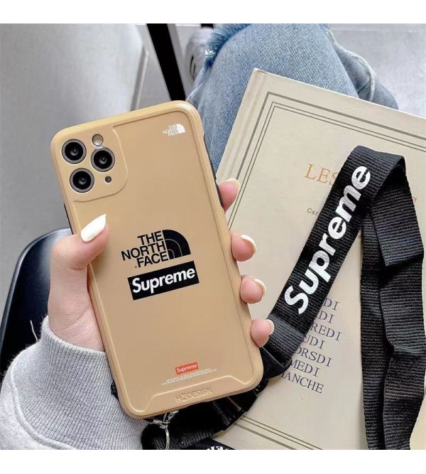 Supreme The North Face コラボ ブランド iphone14Pro max/14Pro14ケース シュプリーム ザノースフェイス 個性 ストラップ付き モノグラム ジャケット型 アイフォン14プロ マックス/14プロ/14/13/12/11カバー ファッション メンズ レディース