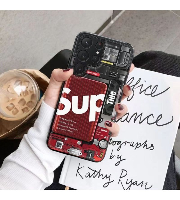 SUPREME ブランド シュプリーム Galaxy S23/S23+/S23 Plus/S23 Ultraケース かわいい モノグラム 機械柄 ジャケット型 ギャラクシーs23/s23プラス/s23ウルトラ カバー  耐衝撃 メンズ レディーズ