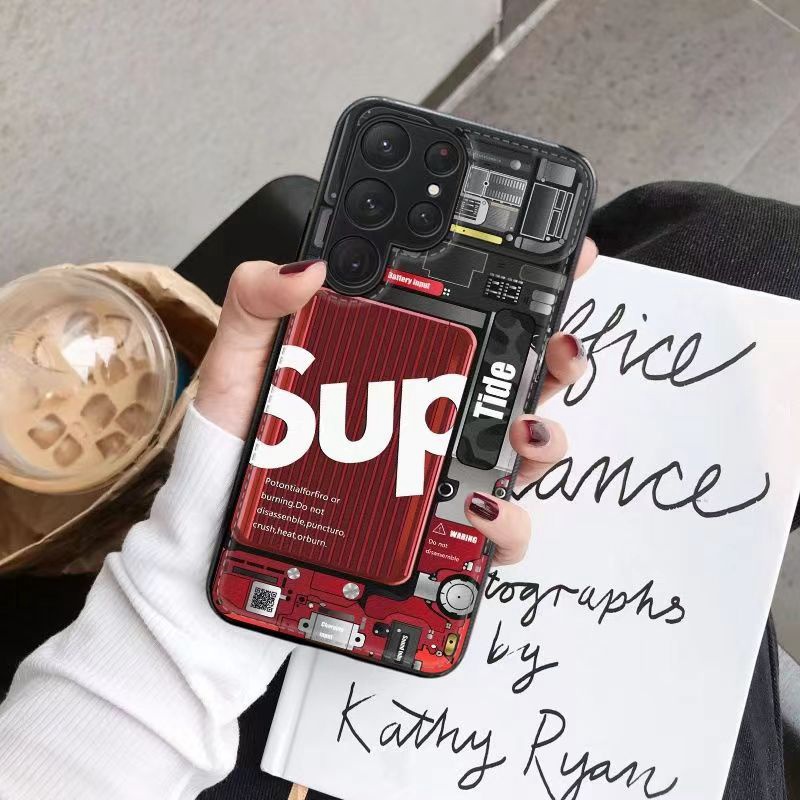 SUPREME ブランド シュプリーム Galaxy S23/S23+/S23 Plus/S23 Ultraケース かわいい モノグラム 機械柄 ジャケット型 ギャラクシーs23/s23プラス/s23ウルトラ カバー  耐衝撃 メンズ レディーズ